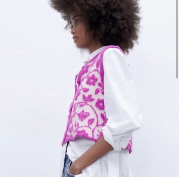 Zara Floral Jacquard Knit Vest - Picture 4 of 6